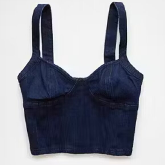 NWT American Eagle Denim Corset Top Size Dark Wash XXL - Picture 2 of 9